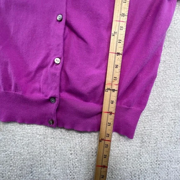 Lands' End Women's Fuchsia Cardigan M Medium Purple Button‎ Front Sweater - Picture 9 of 16